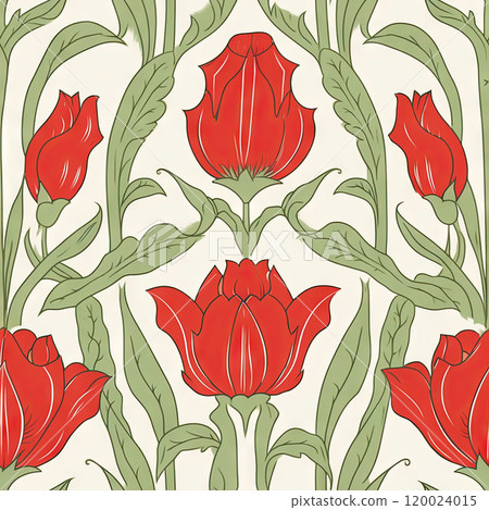Tulip flower seamless pattern. Floral seamless background. Generative AI 120024015
