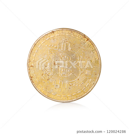 coin bitcoin isolated on white background old dirty coin bitcoin isolated on white background old dirty 120024286