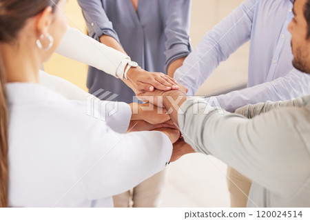 People, hand stack and business meeting in office for success, teamwork and deal or project. Collaboration, partnership and support for workforce or group with achievement and diversity in workplace People, hand stack and business meeting in office for success, teamwork and deal or project. Collaboration, partnership and support for workforce or group with achievement and diversity in workplace 120024514