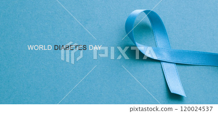 awareness ribbon and text world diabetes day 120024537