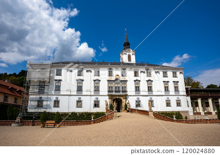 Historical Lysice Castle, iconic landmark in Lysice town, South Moravia, Czech Republic. 120024880