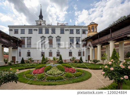 Historical Lysice Castle, iconic landmark in Lysice town, South Moravia, Czech Republic. 120024884