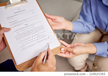 Hands, people and home with contract or document to sign for property or house agreement and sale. Real estate, agent and paperwork with client for legal deal, approval and application or form Hands, people and home with contract or document to sign for property or house agreement and sale. Real estate, agent and paperwork with client for legal deal, approval and application or form 120025365