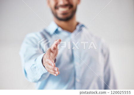 Office, businessman and stretching of hand with smile for consultation, introduction and welcome. Corporate, employee and person with handshake gesture for partnership, agreement and opportunity Office, businessman and stretching of hand with smile for consultation, introduction and welcome. Corporate, employee and person with handshake gesture for partnership, agreement and opportunity 120025555