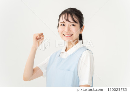 圍裙的女人、托兒所老師、護理人員、拳頭泵 120025783