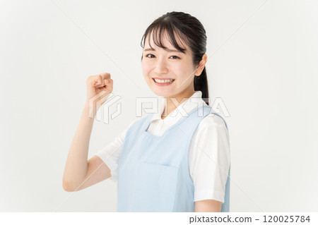 圍裙的女人、托兒所老師、護理人員、拳頭泵 120025784