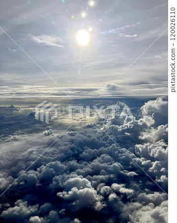 Sea of clouds seen from an airplane: Sea, clouds, sky and sun 1 Sea of clouds seen from an airplane: Sea, clouds, sky and sun 1 120026110
