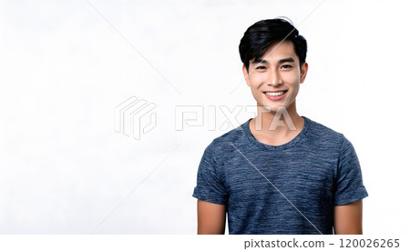 Smiling man in a grey T-shirt 120026265