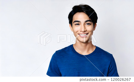 Smiling man in a blue T-shirt 120026267