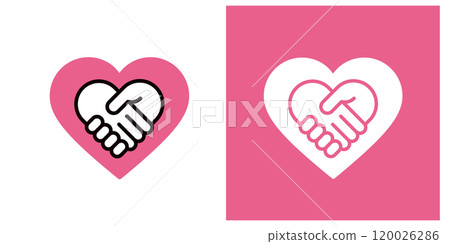 大心與心型握手圖示集_粗線 大心與心型握手圖示集_粗線 120026286