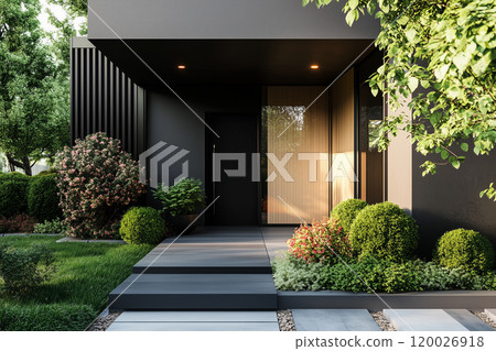Image of a modern house and plants 120026918