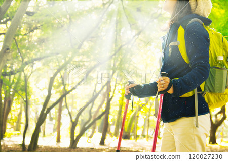 Senior woman hiking Senior woman hiking 120027230