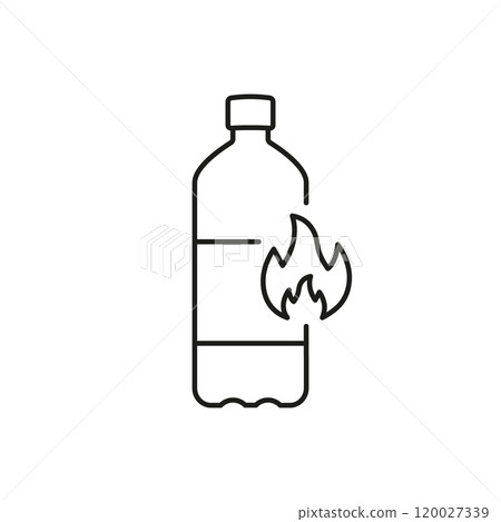 Energy Boost Concept with Bottle and Flame Line Icon, Energizing Beverage. Isolated Vector Illustration 120027339