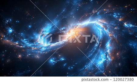 Abstract Background of a Beautiful Glowing Blue Supernova Galaxy in Deep Space. Generative AI Abstract Background of a Beautiful Glowing Blue Supernova Galaxy in Deep Space. Generative AI 120027380