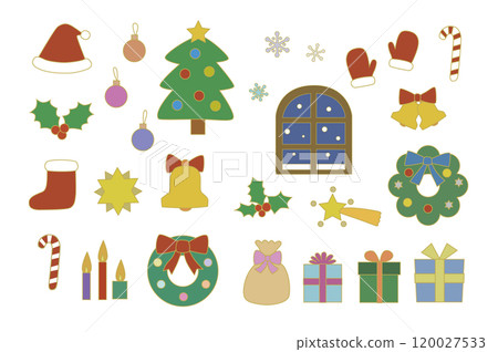 Dull color Christmas illustration set 120027533