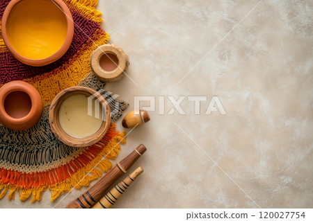 Latin american drink on textured background with copy space diwali 120027754