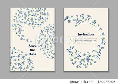 Two greeting cards templates set with floral paisley motifs 120027806