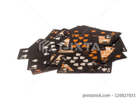 Deck of cards spread out pile gambling black gold Deck of cards spread out pile gambling black gold 120027831