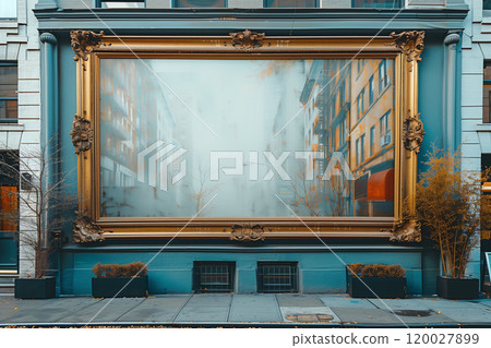 A massive painting covers the exterior wall of a building, featuring vibrant colors and intricate details A massive painting covers the exterior wall of a building, featuring vibrant colors and intricate details 120027899