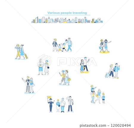 Various people walking travel set 120028494