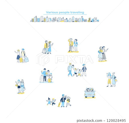Various people walking travel set 120028495