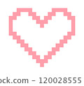 Pixel heart outline empty inside vector 120028555