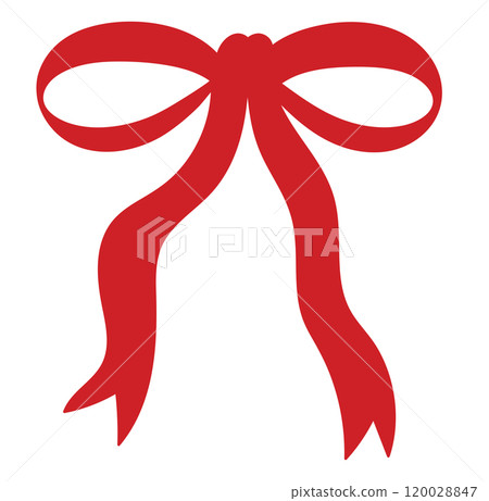 Cute red bow or ribbon for Christmas and New Year, festive decoration, patch, brooch, fabric print, breast cancer awareness campaign, logo, icon, sign, symbol, fashion, accessory, women costume 120028847