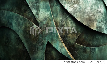 Abstract metallic background showing green patina and rust forming over time 120029713