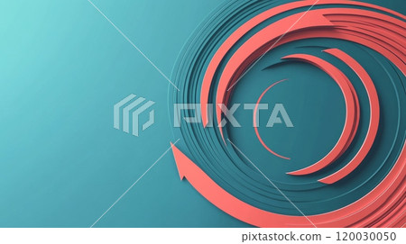 Abstract coral and turquoise spiral creating a vortex effect 120030050
