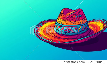 Colorful sombrero representing mexican heritage and festive traditions Colorful sombrero representing mexican heritage and festive traditions 120030055