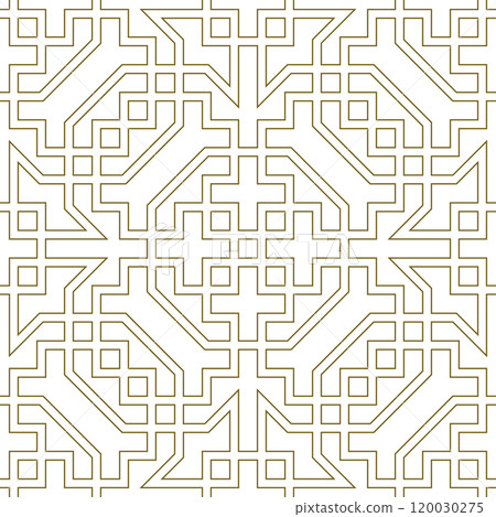 Seamless arabic geometric ornament in brown color. 120030275