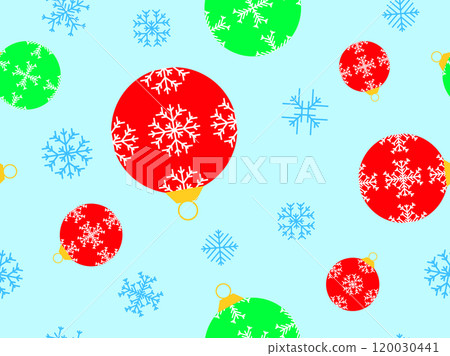 Christmas balls seamless pattern. Christmas Tree Balls is decorated with snowflakes patterns. Christmas Tree Balls. Xmas design for wrappers, covers, banners and posters. Vector illustration Christmas balls seamless pattern. Christmas Tree Balls is decorated with snowflakes patterns. Christmas Tree Balls. Xmas design for wrappers, covers, banners and posters. Vector illustration 120030441