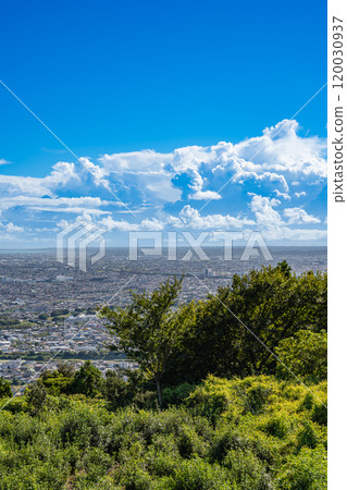 從燒津市（靜岡縣）風吹團公園看到的燒津市街景 120030937