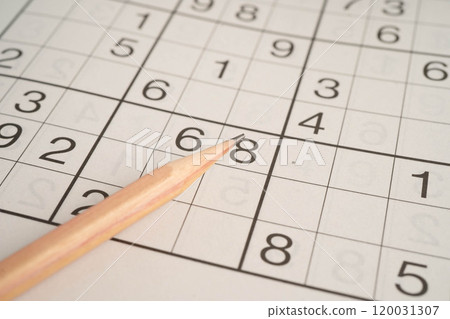 Sudoku puzzle, game to play for keep you brain younger for developing Alzheimer disease in senior patient. 120031307