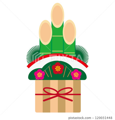 Flat design Kadomatsu: Simple and beautiful New Year's decorations Flat design Kadomatsu: Simple and beautiful New Year's decorations 120031448