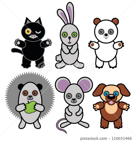 Vector toys set Bear Cat Bunny Mouse Hedgehog 120031466