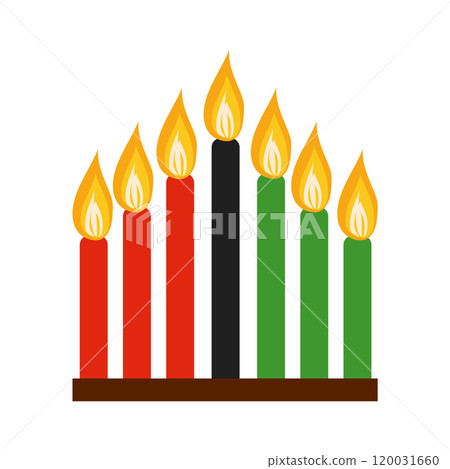 Traditional Kwanzaa holiday candles in flat design. Celebration candelabrum. Vector illustration isolated. Traditional Kwanzaa holiday candles in flat design. Celebration candelabrum. Vector illustration isolated. 120031660