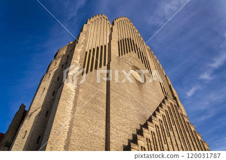 Grundtvigs church in the Bispebjerg district, Copenhagen, Denmark, Europe, merge of brick expressionism and gothic architecture 120031787