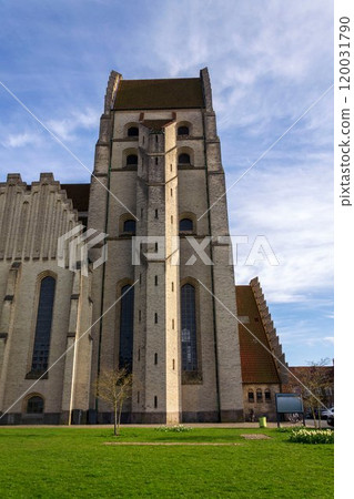 Grundtvigs church in the Bispebjerg district, Copenhagen, Denmark, Europe, merge of brick expressionism and gothic architecture Grundtvigs church in the Bispebjerg district, Copenhagen, Denmark, Europe, merge of brick expressionism and gothic architecture 120031790