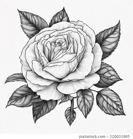 Rosa damascena isolated 120031905