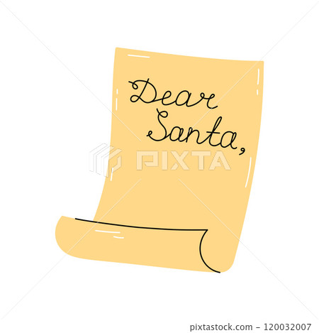 Christmas scroll letter to Santa. Cute simple vector illustration. Flat and doodle elements Christmas scroll letter to Santa. Cute simple vector illustration. Flat and doodle elements 120032007