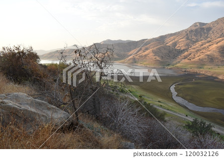 California hills background, view of mountains and river in the valley, natural landscape, wildlife at sunset, hills and plains California hills background, view of mountains and river in the valley, natural landscape, wildlife at sunset, hills and plains 120032126