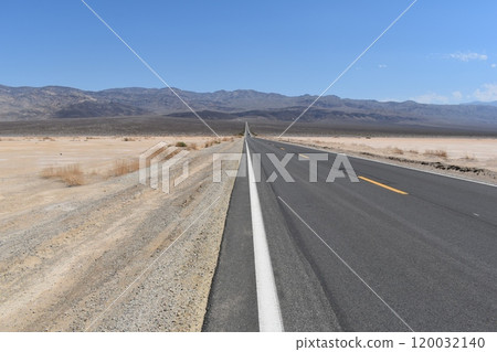 An empty road in the mountains background, a deserted desert in the Valley of death, view of natural landscape, USA national parks wildlife An empty road in the mountains background, a deserted desert in the Valley of death, view of natural landscape, USA national parks wildlife 120032140