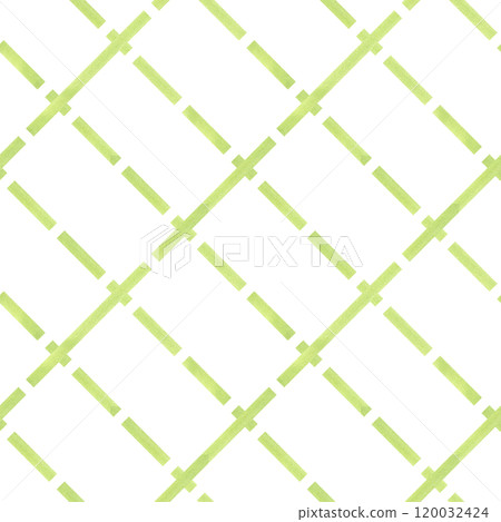 Pastel olive green hand painted watercolor brush stroke seamless diagonal pattern. Broken stripes of checkered plaid texture illustration. For spring textile, tablecloth, cloth, print canvas 120032424