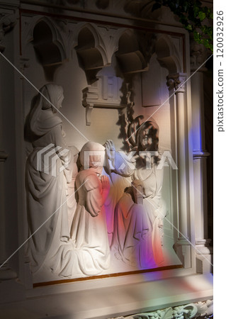 An Artistic Relief Sculpture that features Colorful Illumination and Stunning Details An Artistic Relief Sculpture that features Colorful Illumination and Stunning Details 120032926