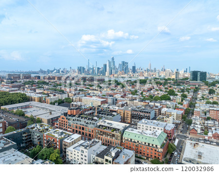 Aerial View of Hoboken and New Jersey Skyline 120032986