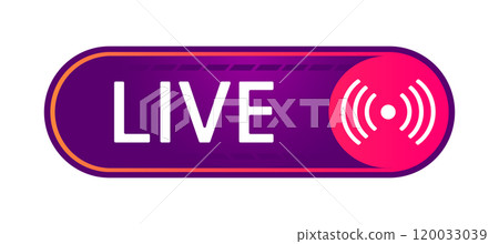 Game streaming live icon. Gamers stream interface element, mmo game menu, gamers stream element flat vector illustration. Garish button Game streaming live icon. Gamers stream interface element, mmo game menu, gamers stream element flat vector illustration. Garish button 120033039