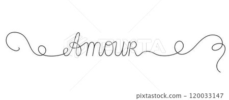 Amour French word translated Love, sweetheart hand written lettering phrase simple doodle vector illustration for St Valentine holiday decor, greeting card, postcards, poster, banner, wedding concept Amour French word translated Love, sweetheart hand written lettering phrase simple doodle vector illustration for St Valentine holiday decor, greeting card, postcards, poster, banner, wedding concept 120033147