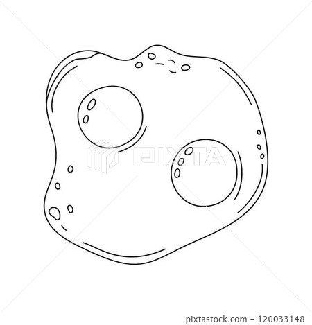 Outline vector of fried eggs, a staple breakfast item rich in protein and nutrients. Ideal for menu or poster design, showcasing a healthy, organic meal for a balanced diet Outline vector of fried eggs, a staple breakfast item rich in protein and nutrients. Ideal for menu or poster design, showcasing a healthy, organic meal for a balanced diet 120033148