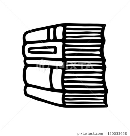 Doodle pile of books icon. Hand drawn book, journal or notebook symbol Doodle pile of books icon. Hand drawn book, journal or notebook symbol 120033638